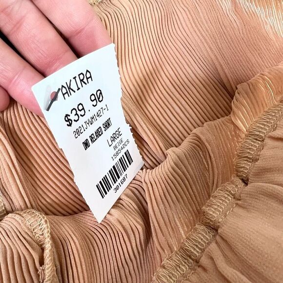 Akira Relaxed Short Women's Large Beige Elastic Waistband Pull-On Flowy - Picture 4 of 12